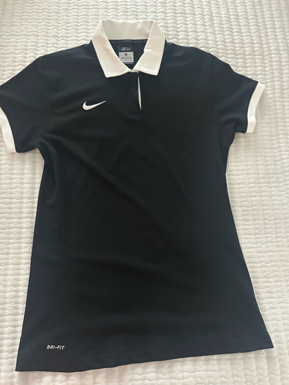 Nike  Golf Women's Black Polo Top with White Collar and Trim EUC Med